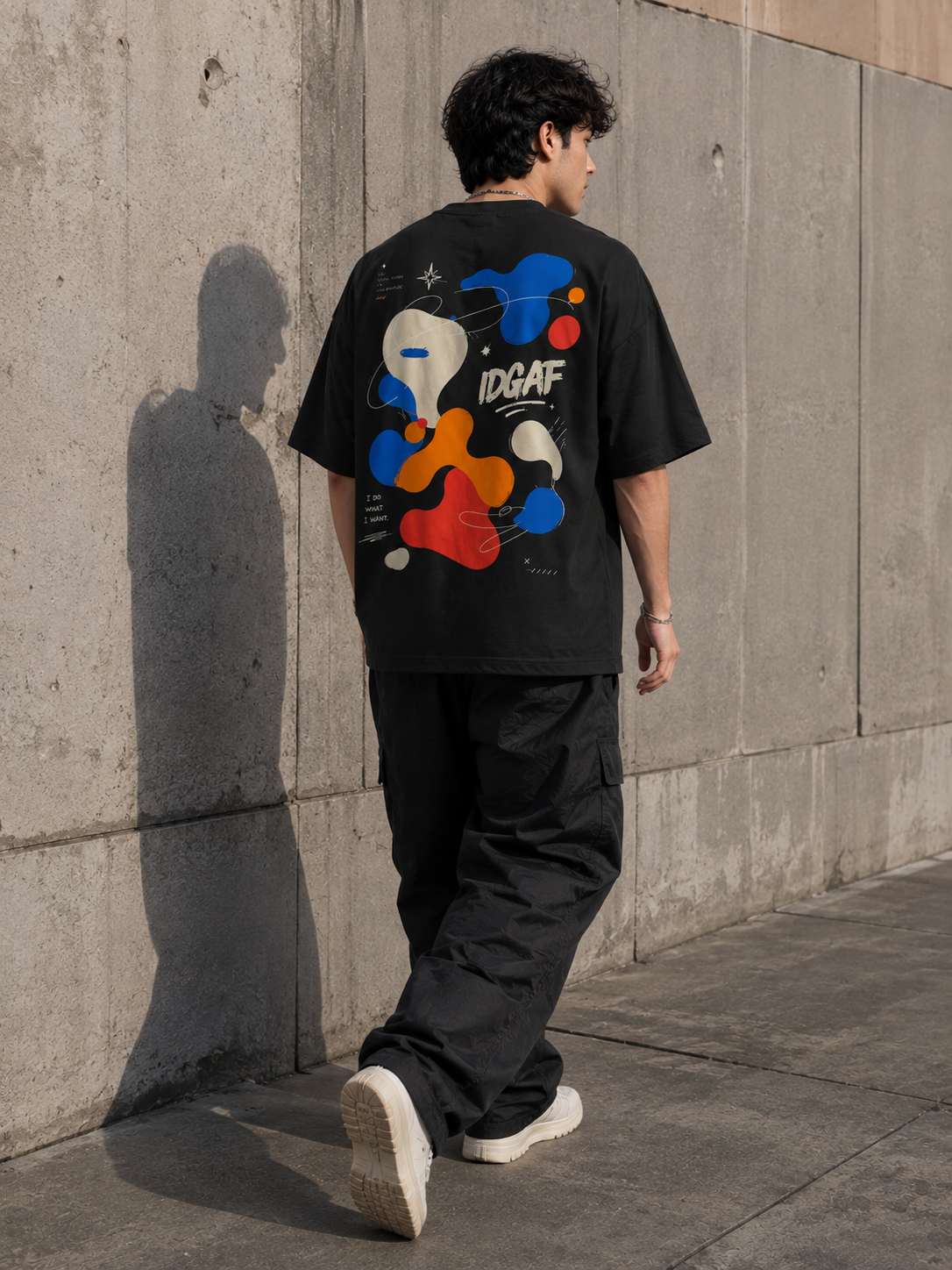 Oversized Men's 180 GSM 100% Cotton T-Shirt, Black