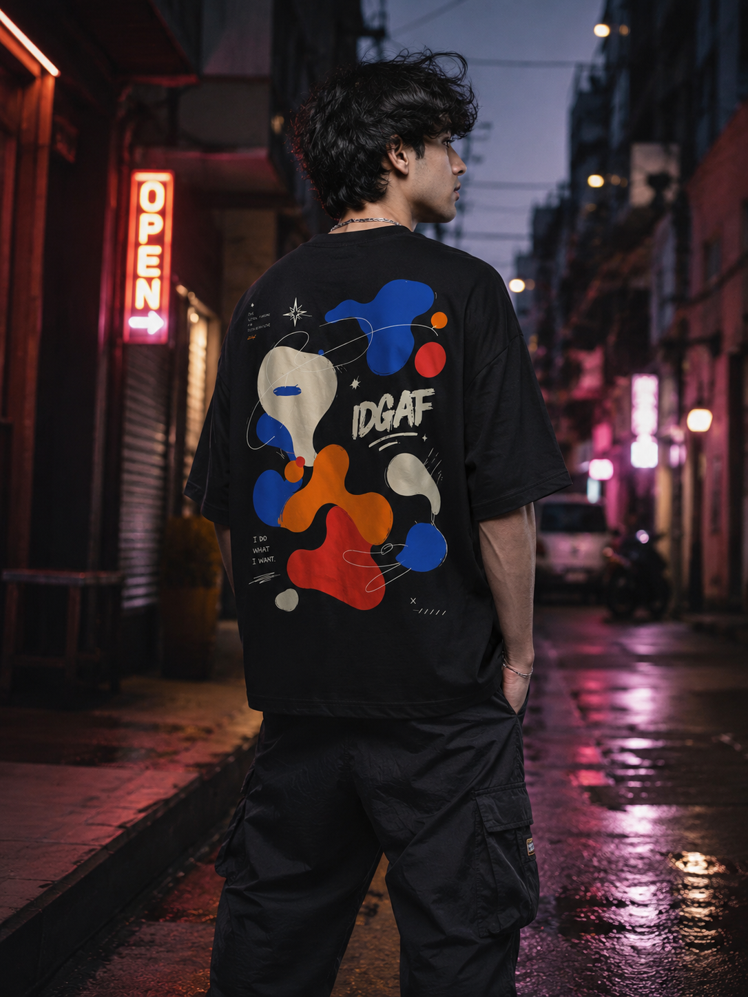Oversized Men's 180 GSM 100% Cotton T-Shirt, Black